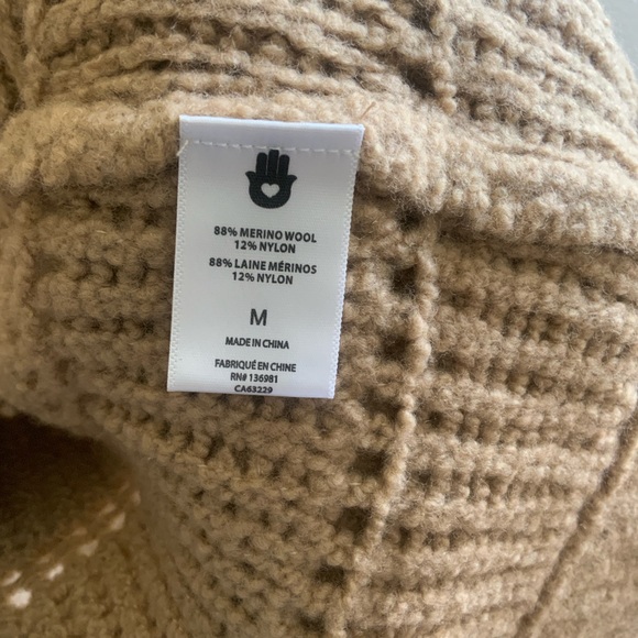 Spiritual Gangster Cassey Wool Blend Open Stitch Cardigan Tan Carmel Womens  NWT - Picture 13 of 16